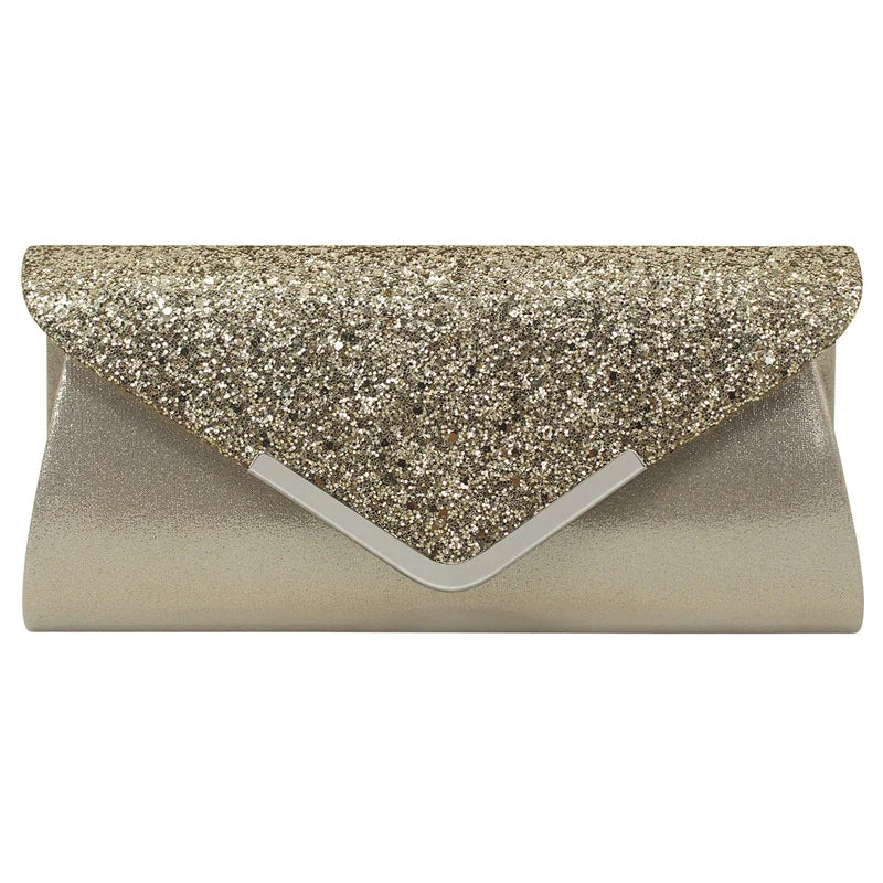 Glitter Pu Ladies Hasp Clutch Bag Prom Female Shoulder Crossbody Bag