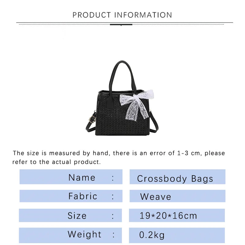 Straw Crossbody Bag for Women Large Capacity Tote Summer Purse Handbag