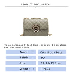 Women's Leather Crossbody Bag Metal Buckle Chain Handbag