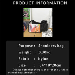 Nylon Women Shoulders Bag Casual College Student Ladies Satchel Unisex Men