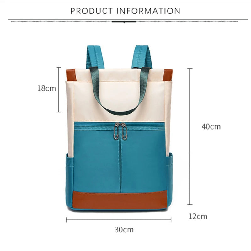 Oxford Panelled Backpack Casual Laptop Bag Waterproof