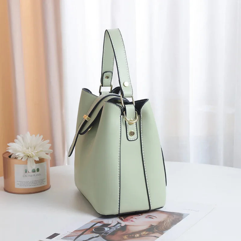 PU Leather Shoulder Bag for Women Bucket Crossbody Bag