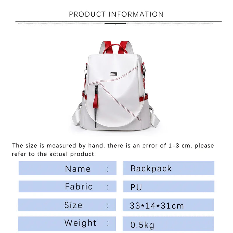 Anti-theft PU Leather Women Backpack - School Travel Girls Bag