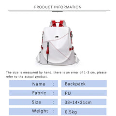 Anti-theft PU Leather Women Backpack - School Travel Girls Bag