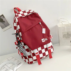 Plaid Women High School Bags College Student Teenage Girls Lattice Backpack