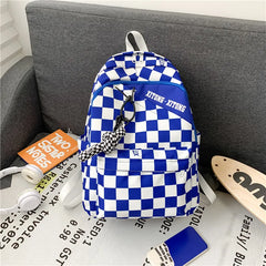 Casual Plaid Women's Backpack Nylon Girls Shoulder Bags Unisex