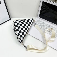 Plaid Crossbody Bag Women Sport Female Shoulder Bags Nylon Triangle Satchel
