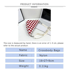 Plaid Crossbody Bag Women Sport Female Shoulder Bags Nylon Triangle Satchel