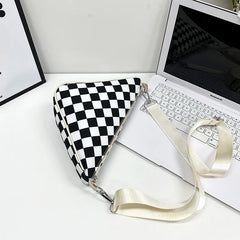 Plaid Crossbody Bag Women Sport Female Shoulder Bags Nylon Triangle Satchel