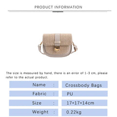 Straw Ladies Shoulder Bag High-Quality Metal Buckle Crossbody Bag Female