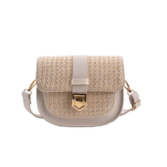 Straw Ladies Shoulder Bag High-Quality Metal Buckle Crossbody Bag Female