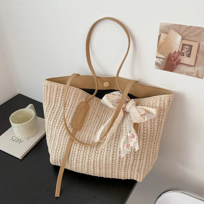 Straw Shoulder Bag for Woman Tote Bag for Women Large Capacity
