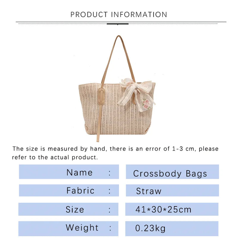 Straw Shoulder Bag for Woman Tote Bag for Women Large Capacity
