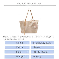 Straw Shoulder Bag for Woman Tote Bag for Women Large Capacity