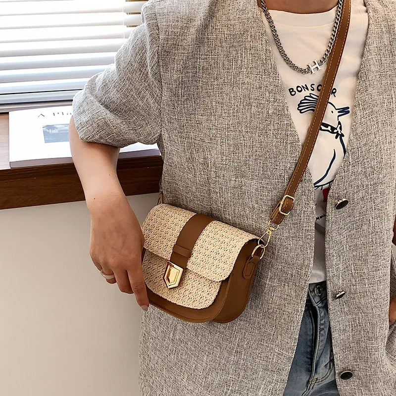 Straw Woven Bag Female Small Fresh Shoulder Messenger Bag