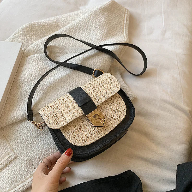 Straw Woven Bag Female Small Fresh Shoulder Messenger Bag