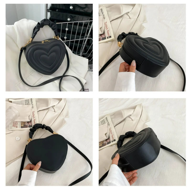 Summer Heart-shaped Shoulder Bags Women PU Leather Crossbody Vintage Hand Bags