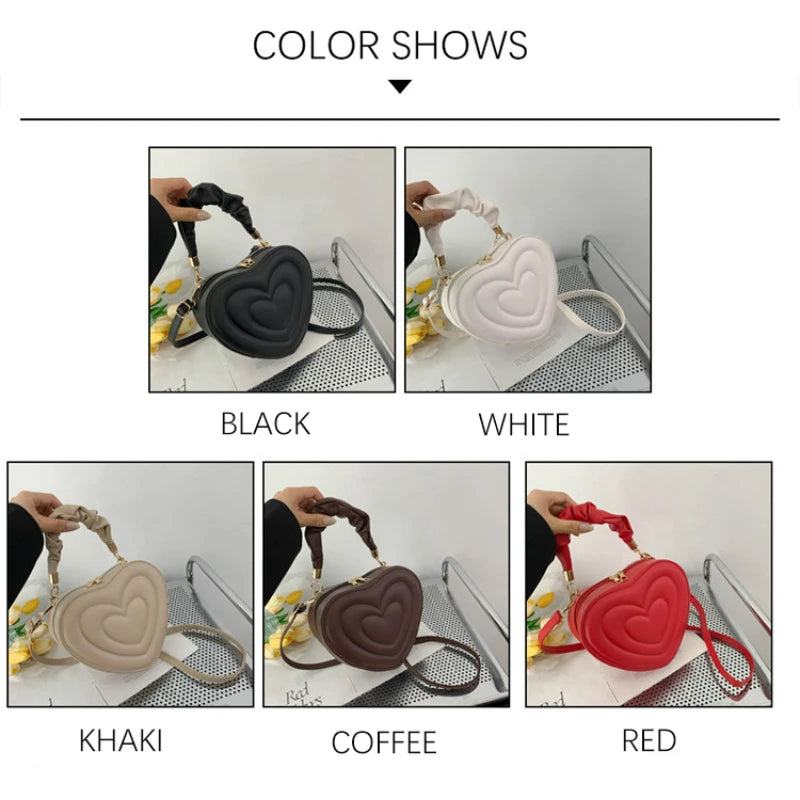 Summer Heart-shaped Shoulder Bags Women PU Leather Crossbody Vintage Hand Bags