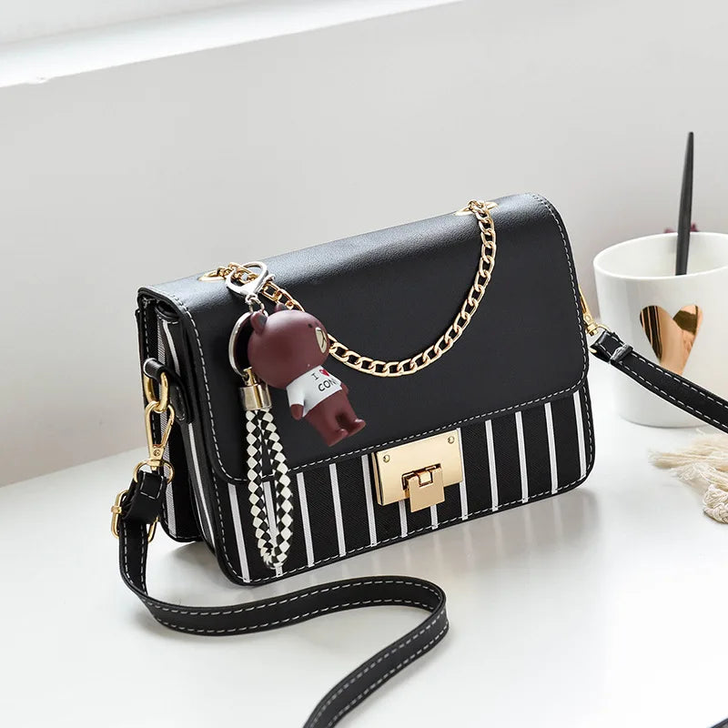Summer Sweet PU Leather Crossbody Bags for Women with Pendant