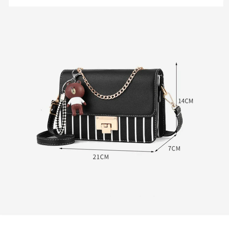 Summer Sweet PU Leather Crossbody Bags for Women with Pendant