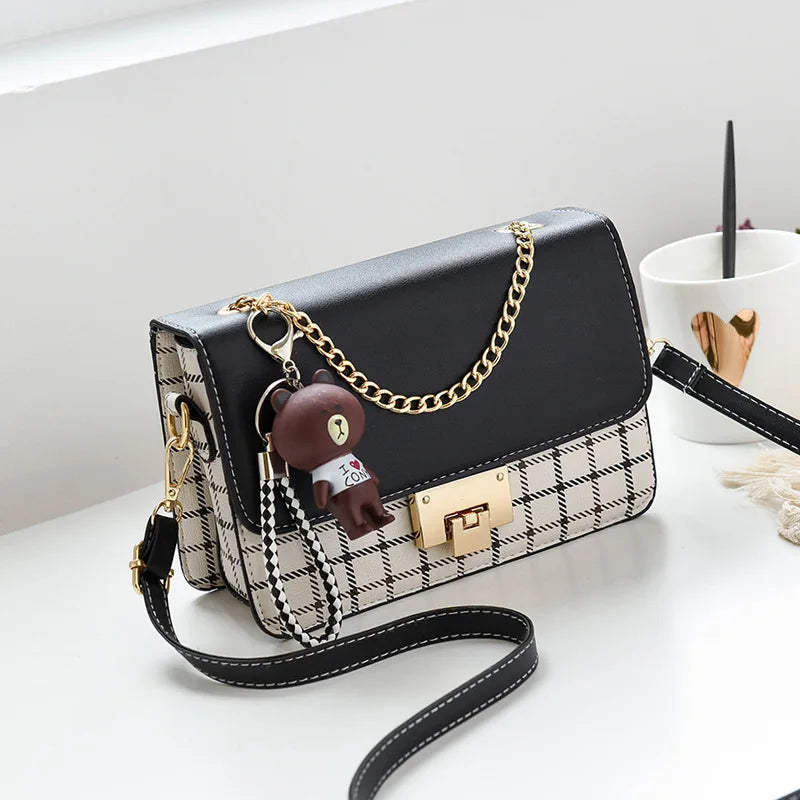 Summer Sweet PU Leather Crossbody Bags for Women with Pendant