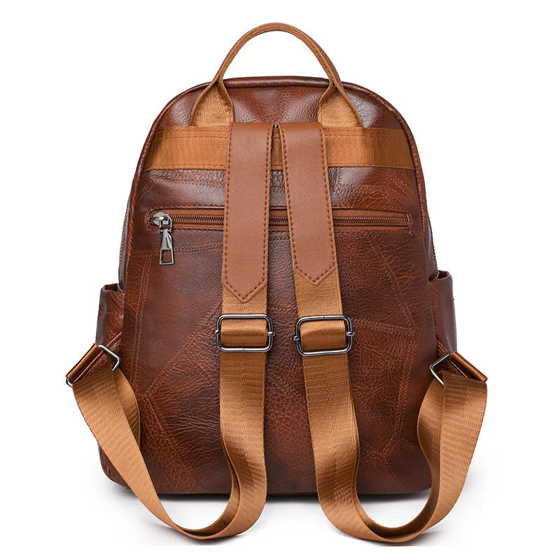 Vintage Ladies Leather Backpack Women PU School Bags for Collage Students Girls
