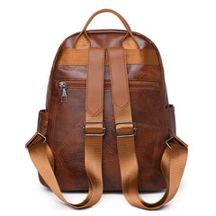 Vintage Ladies Leather Backpack Women PU School Bags for Collage Students Girls