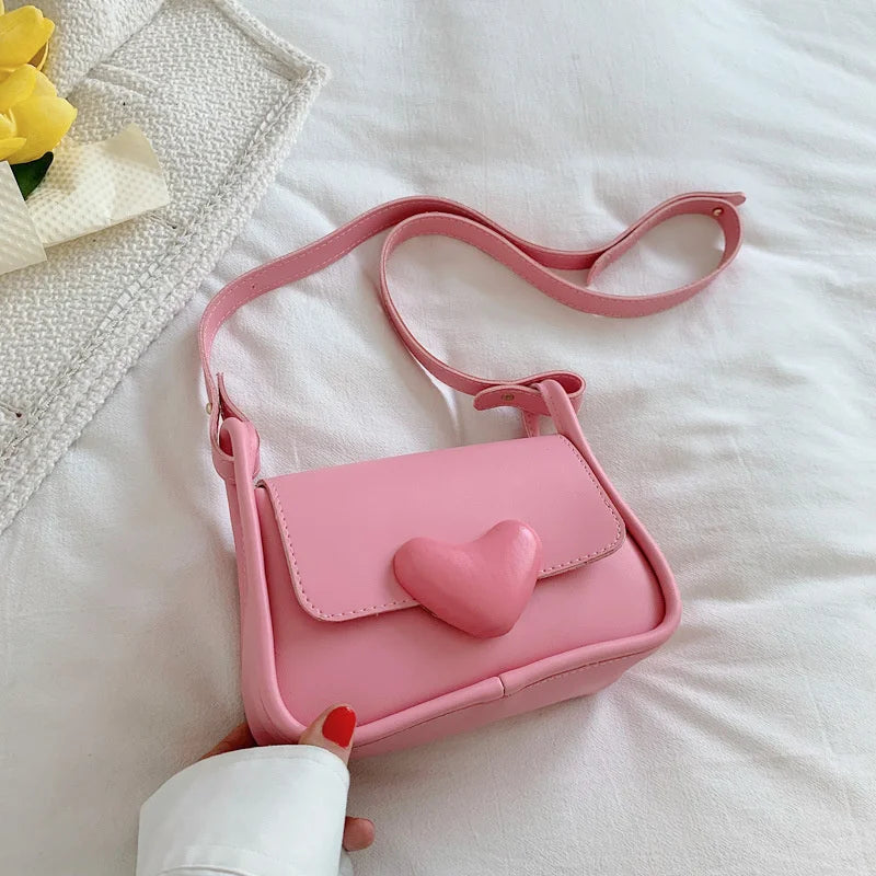 Vintage Leather Crossbody Bag for Women Love Buckle Shoulder Bag