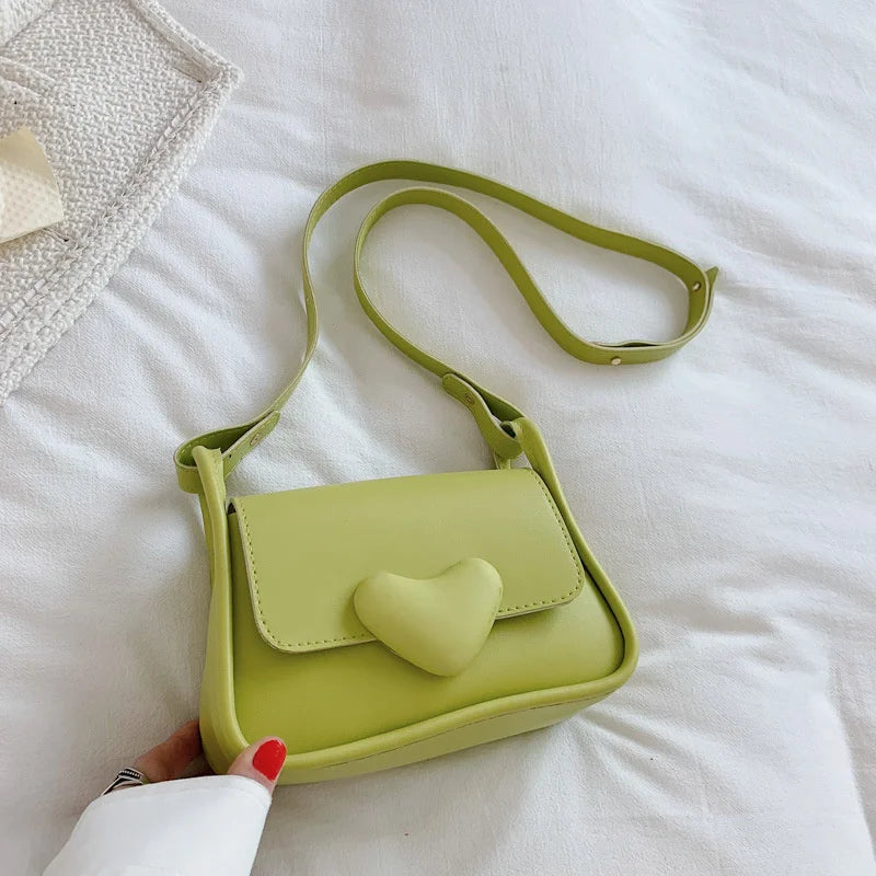 Vintage Leather Crossbody Bag for Women Love Buckle Shoulder Bag