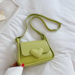 Vintage Leather Crossbody Bag for Women Love Buckle Shoulder Bag