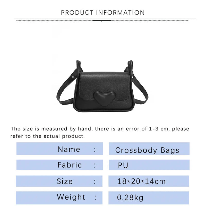 Vintage Leather Crossbody Bag for Women Love Buckle Shoulder Bag