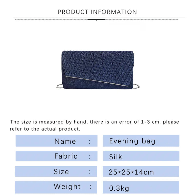 Women Crumpled Envelope Bag for Wedding Party Prom Ladies Handbag