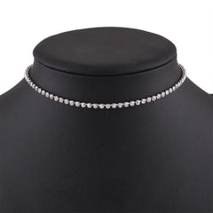 Rhinestone Crystal Choker Necklace Wedding Party Silver Chain Jewelry