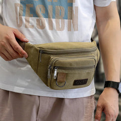 Canvas Men Waist Bag Sports Pockets Outdoor Chest Bag