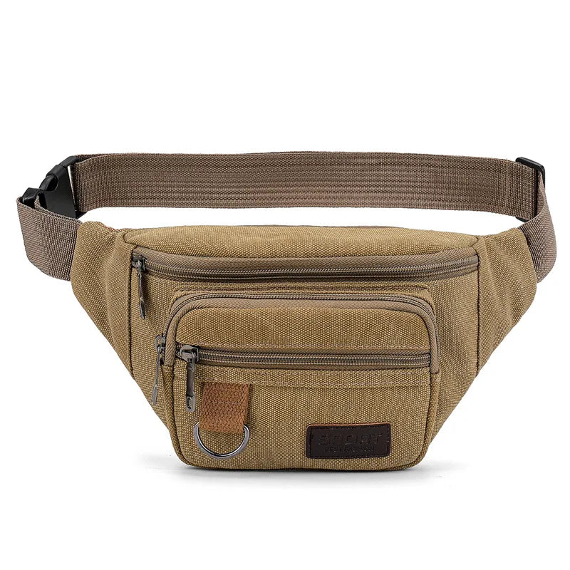 Canvas Men Waist Bag Sports Pockets Outdoor Chest Bag