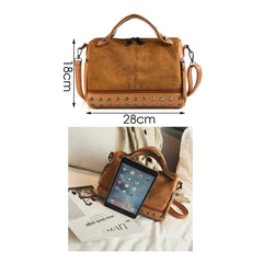 TTOU Women Suede Rivet Handbags Vintage Large Capacity Shopping Bag