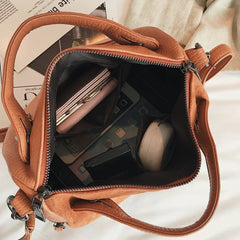 TTOU Women Suede Rivet Handbags Vintage Large Capacity Shopping Bag