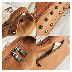 TTOU Women Suede Rivet Handbags Vintage Large Capacity Shopping Bag