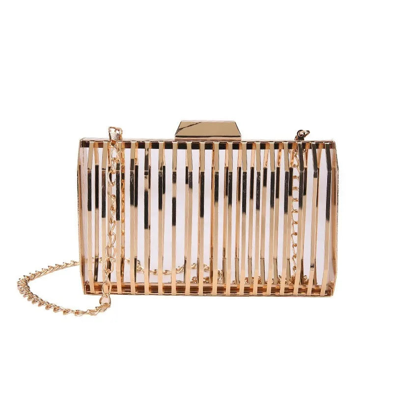 TTOU Women's Evening Bag Shoulder Metal Hollow Clutch Cage