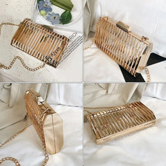 TTOU Women's Evening Bag Shoulder Metal Hollow Clutch Cage