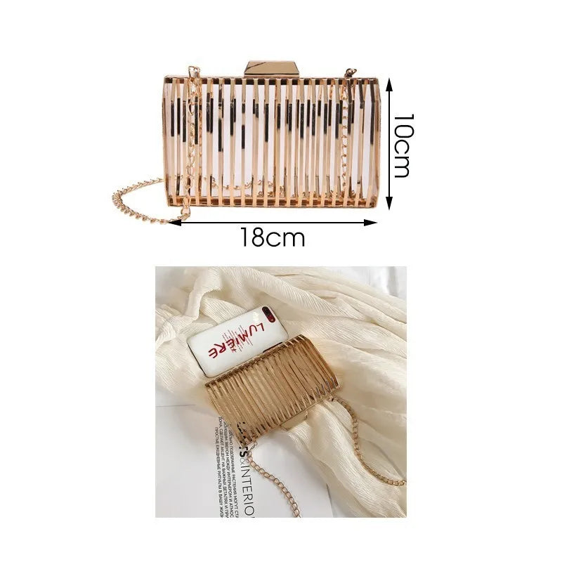 TTOU Women's Evening Bag Shoulder Metal Hollow Clutch Cage