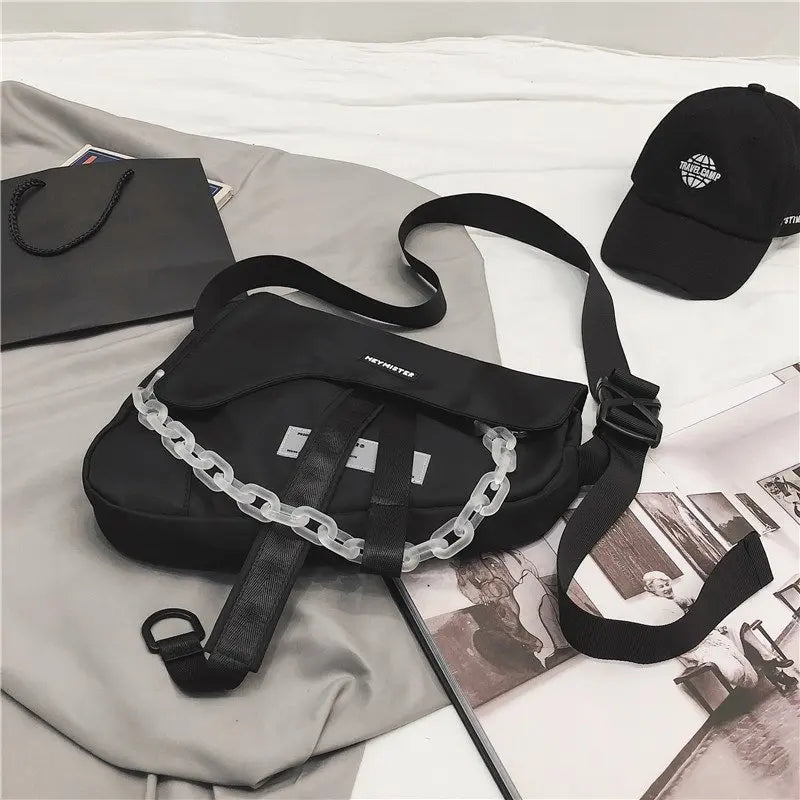 Retro Style Tactical Shoulder Bag with Chain for Women