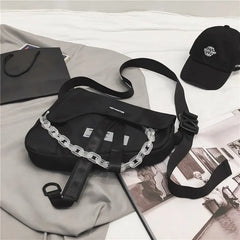 Retro Style Tactical Shoulder Bag with Chain for Women