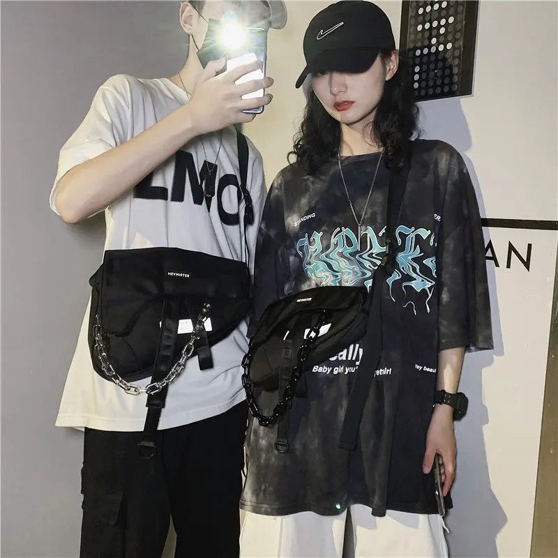 Retro Style Tactical Shoulder Bag with Chain for Women