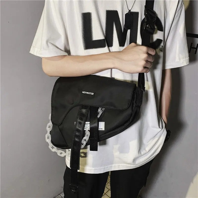 Retro Style Tactical Shoulder Bag with Chain for Women