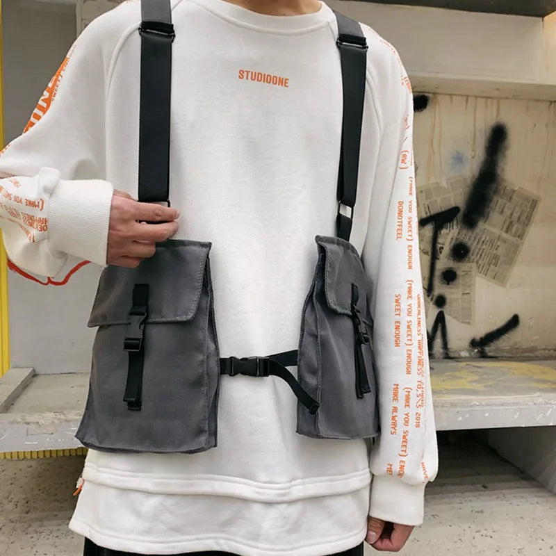 Tactical Vest Streetwear Bag Women Hip Hop Chest Rig Waist Bag HW712