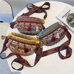 Tassel Ethnic Style Women Waist Packs Fanny Pack with Fringe De