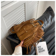 Punk Style Suede Crossbody Bag for Women Winter Travel Handbag
