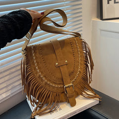 Punk Style Suede Crossbody Bag for Women Winter Travel Handbag