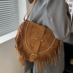 Punk Style Suede Crossbody Bag for Women Winter Travel Handbag